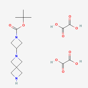 molecular formula C17H27N3O10 B13461306 Bis(oxalic acid), tert-butyl 3-{2,6-diazaspiro[3.3]heptan-2-yl}azetidine-1-carboxylate 