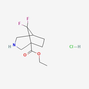 molecular formula C10H16ClF2NO2 B13461580 Ethyl 8,8-difluoro-3-azabicyclo[3.2.1]octane-1-carboxylate hydrochloride 