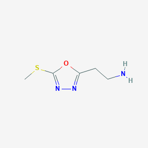 molecular formula C5H9N3OS B13461695 2-[5-(Methylsulfanyl)-1,3,4-oxadiazol-2-yl]ethan-1-amine CAS No. 842960-14-9