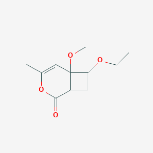 molecular formula C11H16O4 B134617 7-Ethoxy-6-methoxy-4-methyl-3-oxabicyclo[4.2.0]oct-4-en-2-one CAS No. 140695-63-2