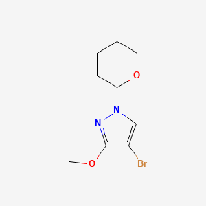 molecular formula C9H13BrN2O2 B13461733 4-bromo-3-methoxy-1-(oxan-2-yl)-1H-pyrazole 
