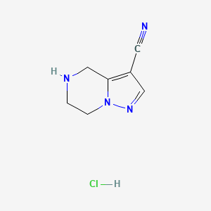 molecular formula C7H9ClN4 B13461756 4H,5H,6H,7H-pyrazolo[1,5-a]pyrazine-3-carbonitrile hydrochloride 
