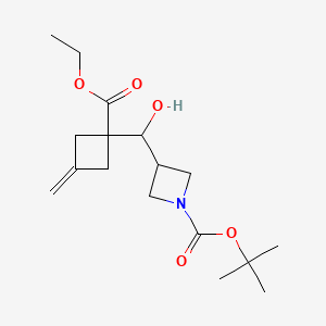 molecular formula C17H27NO5 B13461784 Tert-butyl3-{[1-(ethoxycarbonyl)-3-methylidenecyclobutyl](hydroxy)methyl}azetidine-1-carboxylate 