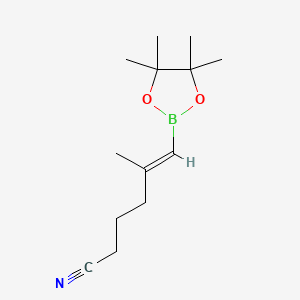 molecular formula C13H22BNO2 B13461814 (E)-5-Methyl-6-(4,4,5,5-tetramethyl-1,3,2-dioxaborolan-2-yl)hex-5-enenitrile 