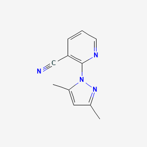 molecular formula C11H10N4 B1346182 2-(3,5-dimethyl-1H-pyrazol-1-yl)nicotinonitrile CAS No. 1134518-34-5