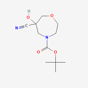 molecular formula C11H18N2O4 B13461827 Tert-butyl 6-cyano-6-hydroxy-1,4-oxazepane-4-carboxylate 