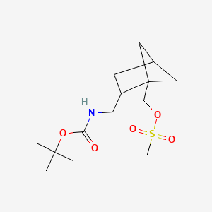 molecular formula C14H25NO5S B13461973 tert-butyl N-({1-[(methanesulfonyloxy)methyl]bicyclo[2.1.1]hexan-2-yl}methyl)carbamate 