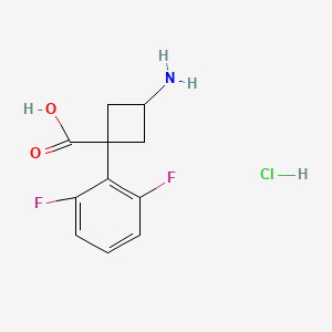 molecular formula C11H12ClF2NO2 B13462036 3-Amino-1-(2,6-difluorophenyl)cyclobutane-1-carboxylic acid hydrochloride 
