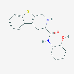 molecular formula C18H22N2O2S B134621 3-((2-Hydroxycyclohex-1-yl)aminocarbonyl)-1,2,3,4-tetrahydro(1)benzothieno(2,3-c)pyridine CAS No. 151227-26-8
