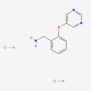 molecular formula C11H13Cl2N3O B13462216 1-[2-(Pyrimidin-5-yloxy)phenyl]methanamine dihydrochloride 
