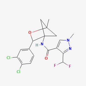 molecular formula C18H17Cl2F2N3O2 B13462303 N-[3-(3,4-dichlorophenyl)-1-methyl-2-oxabicyclo[2.1.1]hexan-4-yl]-3-(difluoromethyl)-1-methyl-1H-pyrazole-4-carboxamide 