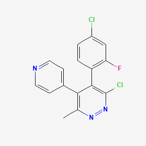 molecular formula C16H10Cl2FN3 B13462307 3-Chloro-4-(4-chloro-2-fluorophenyl)-6-methyl-5-(pyridin-4-yl)pyridazine 