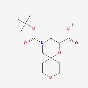 molecular formula C14H23NO6 B13462329 4-[(Tert-butoxy)carbonyl]-1,9-dioxa-4-azaspiro[5.5]undecane-2-carboxylic acid 