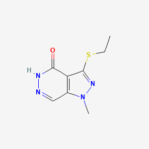 molecular formula C8H10N4OS B13462333 3-(Ethylthio)-1-methyl-1,5-dihydro-4H-pyrazolo[3,4-d]pyridazin-4-one 