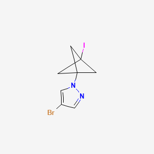 molecular formula C8H8BrIN2 B13462392 4-bromo-1-{3-iodobicyclo[1.1.1]pentan-1-yl}-1H-pyrazole 
