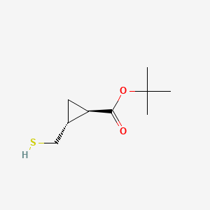 molecular formula C9H16O2S B13462399 rac-tert-butyl (1R,2R)-2-(sulfanylmethyl)cyclopropane-1-carboxylate 