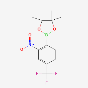 molecular formula C13H15BF3NO4 B13462444 4,4,5,5-Tetramethyl-2-[2-nitro-4-(trifluoromethyl)phenyl]-1,3,2-dioxaborolane 