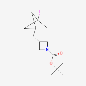molecular formula C14H22INO2 B13462460 Tert-butyl 3-({3-iodobicyclo[1.1.1]pentan-1-yl}methyl)azetidine-1-carboxylate 