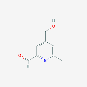 molecular formula C8H9NO2 B13462528 4-(Hydroxymethyl)-6-methylpyridine-2-carbaldehyde 