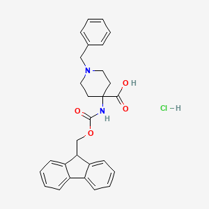 molecular formula C28H29ClN2O4 B13462555 1-benzyl-4-({[(9H-fluoren-9-yl)methoxy]carbonyl}amino)piperidine-4-carboxylic acid hydrochloride 