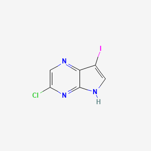molecular formula C6H3ClIN3 B13462684 3-chloro-7-iodo-5H-pyrrolo[2,3-b]pyrazine 