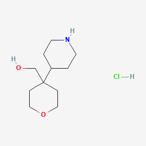 molecular formula C11H22ClNO2 B13462691 [4-(Piperidin-4-yl)oxan-4-yl]methanol hydrochloride 