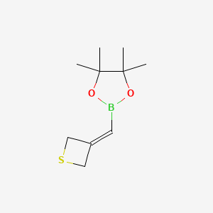 molecular formula C10H17BO2S B13462707 4,4,5,5-Tetramethyl-2-(thietan-3-ylidenemethyl)-1,3,2-dioxaborolane 
