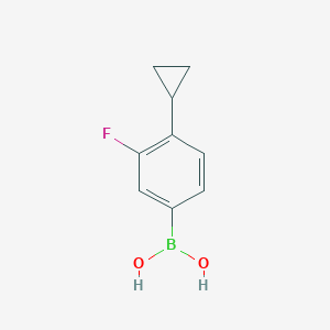 molecular formula C9H10BFO2 B13462842 (4-Cyclopropyl-3-fluorophenyl)boronic acid 