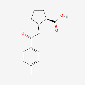 molecular formula C15H18O3 B1346288 trans-2-[2-(4-Methylphenyl)-2-oxoethyl]cyclopentane-1-carboxylic acid CAS No. 733740-54-0