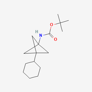 molecular formula C16H27NO2 B13462882 tert-butyl N-{3-cyclohexylbicyclo[1.1.1]pentan-1-yl}carbamate 