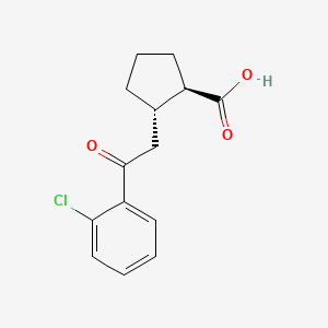 trans-2-[2-(2-Chlorophenyl)-2-oxoethyl]cyclopentane-1-carboxylic acid
