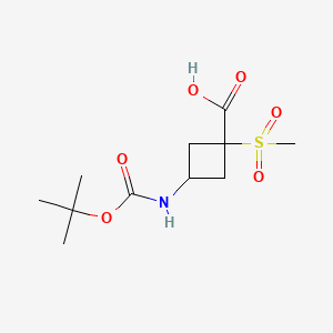 molecular formula C11H19NO6S B13462979 Rac-(1r,3r)-3-{[(tert-butoxy)carbonyl]amino}-1-methanesulfonylcyclobutane-1-carboxylicacid 