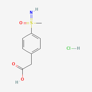 molecular formula C9H12ClNO3S B13463051 2-{4-[Imino(methyl)oxo-lambda6-sulfanyl]phenyl}acetic acid hydrochloride 