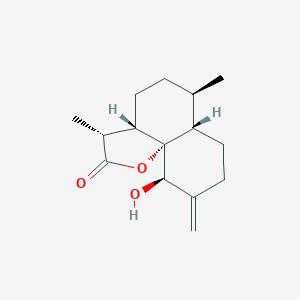 molecular formula C15H22O3 B134631 (3R,3aS,6R,6aS,10R,10aS)-10-hydroxy-3,6-dimethyl-9-methylidene-3a,4,5,6,6a,7,8,10-octahydro-3H-benzo[h][1]benzofuran-2-one CAS No. 207446-89-7