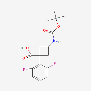 molecular formula C16H19F2NO4 B13463138 Rac-(1r,3r)-3-{[(tert-butoxy)carbonyl]amino}-1-(2,6-difluorophenyl)cyclobutane-1-carboxylic acid 
