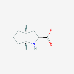 molecular formula C9H15NO2 B134632 methyl (2R,3aR,6aR)-1,2,3,3a,4,5,6,6a-octahydrocyclopenta[b]pyrrole-2-carboxylate CAS No. 156557-90-3