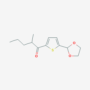 molecular formula C13H18O3S B1346324 5-(1,3-Dioxolan-2-YL)-2-thienyl 1-methylbutyl ketone CAS No. 898772-90-2