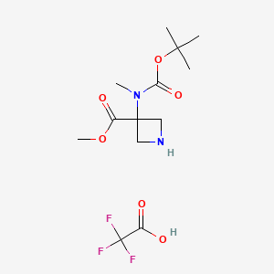 molecular formula C13H21F3N2O6 B13463252 Methyl 3-{[(tert-butoxy)carbonyl](methyl)amino}azetidine-3-carboxylate, trifluoroacetic acid 