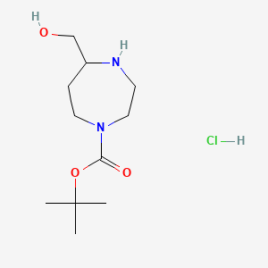 molecular formula C11H23ClN2O3 B13463287 Tert-butyl 5-(hydroxymethyl)-1,4-diazepane-1-carboxylate hydrochloride CAS No. 2866322-35-0