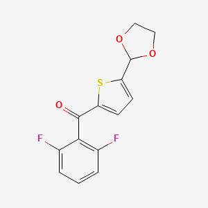 molecular formula C14H10F2O3S B1346329 2-(2,6-Difluorobenzoyl)-5-(1,3-dioxolan-2-YL)thiophene CAS No. 898778-80-8
