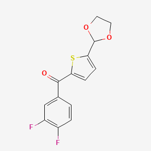 B1346330 2-(3,4-Difluorobenzoyl)-5-(1,3-dioxolan-2-YL)thiophene CAS No. 898778-82-0