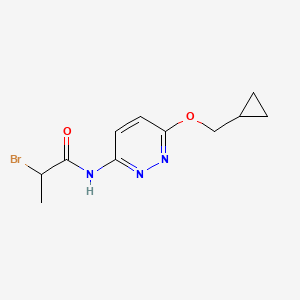molecular formula C11H14BrN3O2 B13463523 2-bromo-N-[6-(cyclopropylmethoxy)pyridazin-3-yl]propanamide 