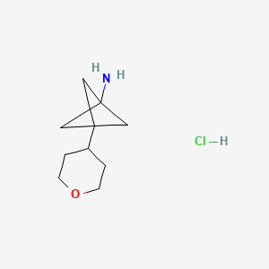 molecular formula C10H18ClNO B13463610 3-(Oxan-4-yl)bicyclo[1.1.1]pentan-1-amine hydrochloride 