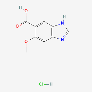 molecular formula C9H9ClN2O3 B13463688 6-methoxy-1H-1,3-benzodiazole-5-carboxylicacidhydrochloride 