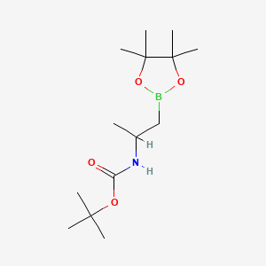 molecular formula C14H28BNO4 B13463710 tert-butyl N-[1-(4,4,5,5-tetramethyl-1,3,2-dioxaborolan-2-yl)propan-2-yl]carbamate CAS No. 2409464-37-3