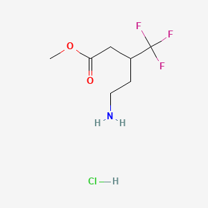 molecular formula C7H13ClF3NO2 B13463712 Methyl 5-amino-3-(trifluoromethyl)pentanoate hydrochloride 