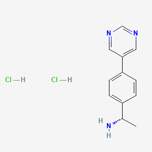 molecular formula C12H15Cl2N3 B13463760 (1S)-1-[4-(pyrimidin-5-yl)phenyl]ethan-1-amine dihydrochloride CAS No. 2901044-06-0