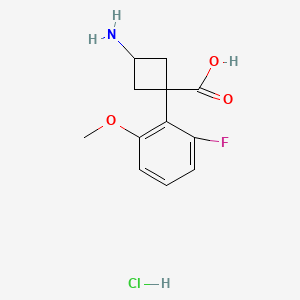 molecular formula C12H15ClFNO3 B13463824 Rac-(1r,3r)-3-amino-1-(2-fluoro-6-methoxyphenyl)cyclobutane-1-carboxylic acid hydrochloride 