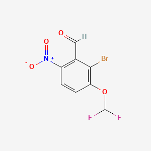 molecular formula C8H4BrF2NO4 B13463934 2-Bromo-3-(difluoromethoxy)-6-nitrobenzaldehyde 