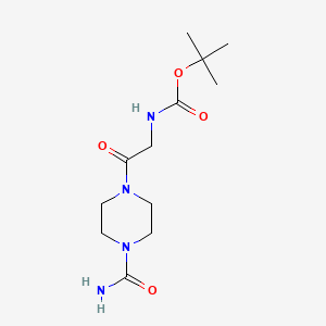 molecular formula C12H22N4O4 B1346396 2-Boc-amino-1-(4-carbamoyl-piperazin-1-yl)-ethanone CAS No. 917202-00-7